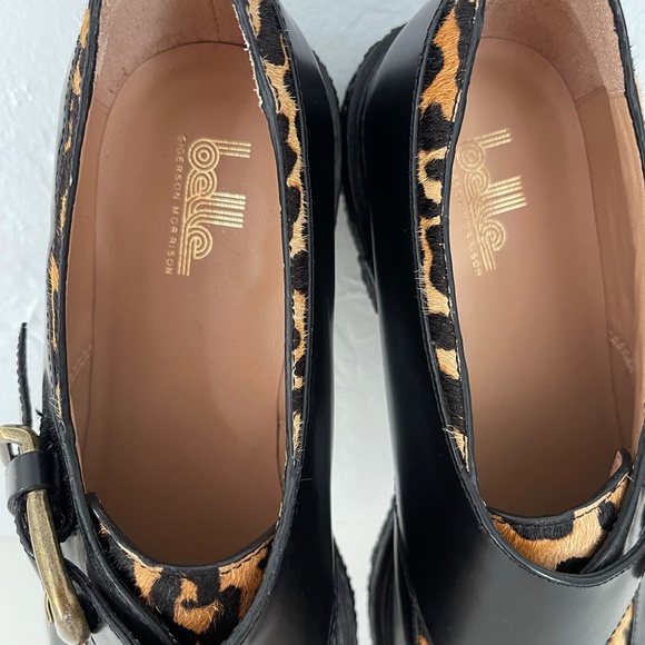 Belle by Sigerson Morrison Leopard and Leather creepers pointy toe flats loafers - Picture 6 of 13